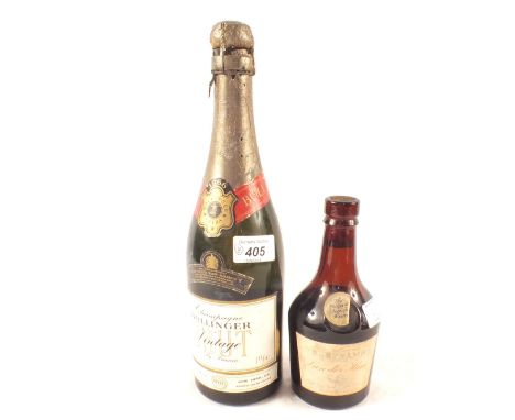 A bottle and half bottle of Bollinger, 1966 Vintage Brut champagne plus a bottle of Bertrams Van Dee Hum