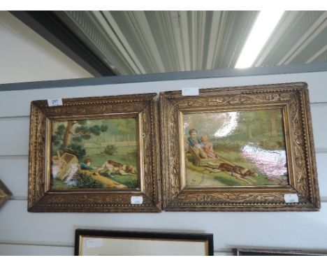 Two vintage prints of children in trouble with period framessome chips to frame and one piece missing