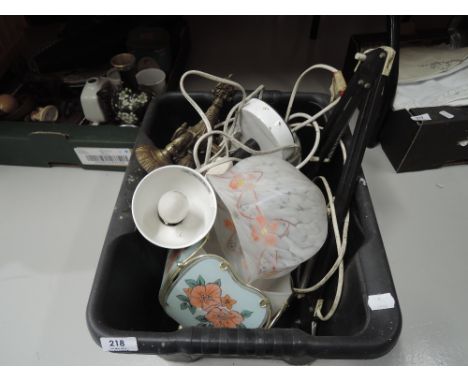 A selection of vintage lighting lamps and shades