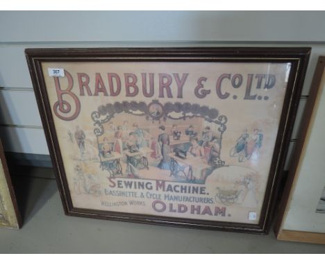 A vintage advertising print for Bradbury sewing machines