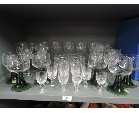 A selection of vintage clear cut and crystal glass wares