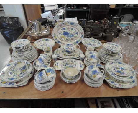 A part dinner service by Masons iron stone in the Regency pattern 120 pieces approxGeneral good condition some slight chipsdi