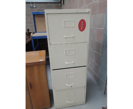 A vintage painted 4 drawer filing cabinet