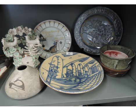 A selection of vintage ceramics including studio pottery