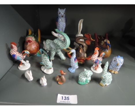 A selection of modern ceramic figure by Herend HungaryAll good condition apart from chip on ear of small rabbit and large rab