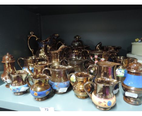 A selection of vintage lustre wares including tea pot jugs etc