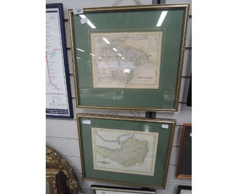 Two vintage map prints one of Devonshire and one Bristol Chanel