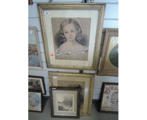 A selection of vintage prints and period matching frames