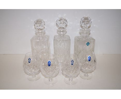 4x Royal Doulton crystal glasses, a Edinburgh crystal decanter and two others