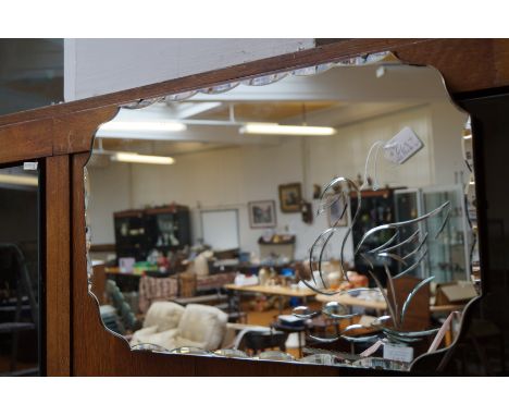 Frame-less bevelled mirror with swan design- Original price 6 Shillings and 6 pence