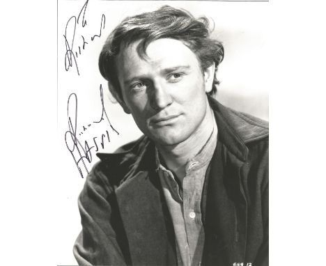 Richard Harris signed 10 x 8 inch b/w early portrait photo, to Richard. Good condition. All autographs come with a Certificat