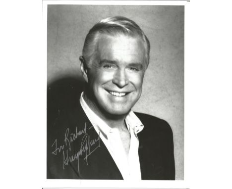 George Peppard signed 10 x 8 inch b/w early portrait photo, to Richard. Good condition. All autographs come with a Certificat