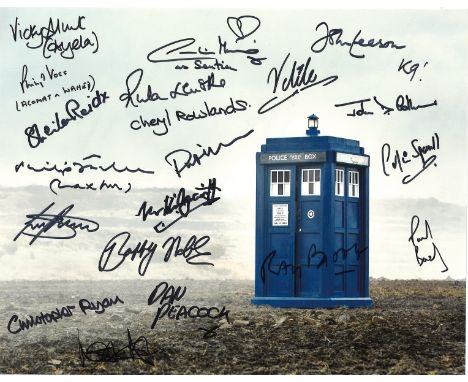 Dr Who 14x12 multi signed photo signed by 18 stars from the iconic BBC SCI Fi series includes Philip Voss, Prentis Hancock, F