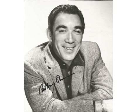 Anthony Quinn signed 10 x 8 inch b/w portrait photo. Good condition. All autographs come with a Certificate of Authenticity. 