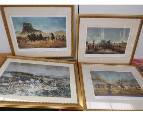 Three signed military prints by David Cartwright and one other print.