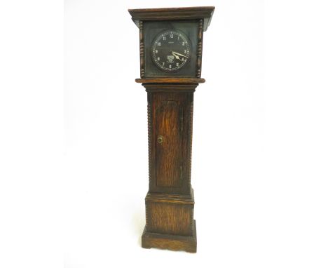 Smiths miniature oak longcase clock with wind up mechanism &amp; pendulum Height 37 cm