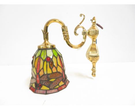 Brass wall fitting with Tiffany style lamp shade 