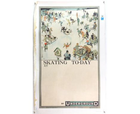 London Underground - Skating To-Day Vintage poster by Tony Sarg, 1913, Printed by Johnson, Riddle & Company Ltd, Published by