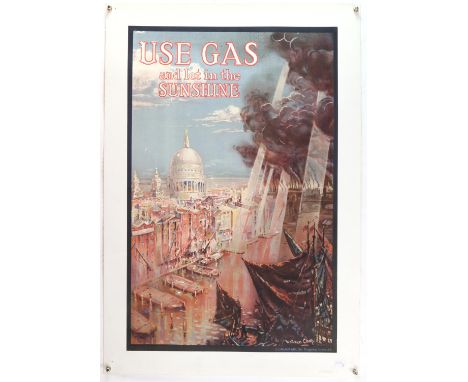 Use Gas and Let In the Sunshine - Vintage Advertising poster showing a London View, artwork by Wallace Coop, printed by J. J.