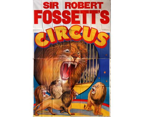 Circus - Original vintage stone litho circus poster for 'Sir Robert Fossett's Circus' printed by W.E. Berry. folded, 120 x 79