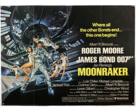 James Bond Moonraker (1979) British Quad film poster, starring Roger Moore, artwork by Dan Goozee, folded, 30 x 40 inches. Co