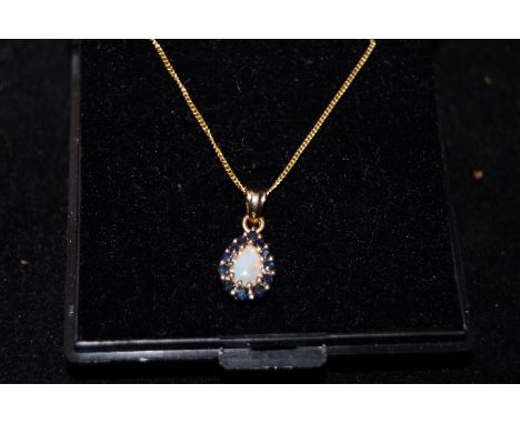 Silver &amp; sapphire opal necklace
