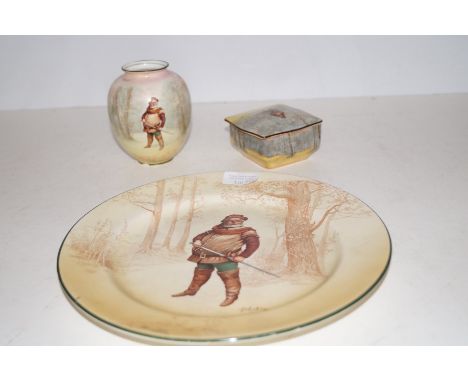 Royal Doulton series ware, a plate, vase &amp; trinket box