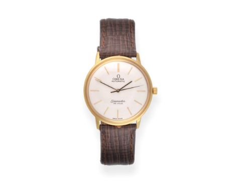 An 18ct Gold Automatic Centre Seconds Wristwatch, signed Omega, model: Seamaster De Ville, 1966, (calibre 711) lever movement
