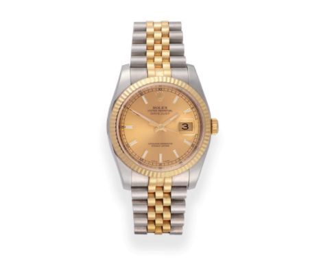 A Steel and Gold Automatic Calendar Centre Seconds Wristwatch, signed Rolex, Oyster Perpetual, Superlative Chronometer Offici
