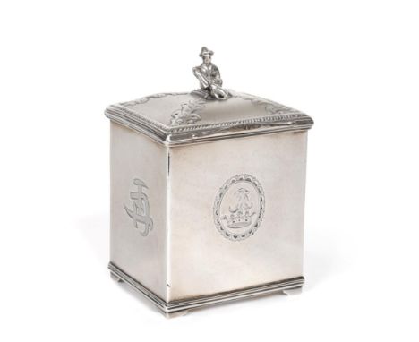 A Victorian Silver Tea Caddy, George Angell &amp; Co, London 1863, rectangular with reeded borders and on bracket feet, the f