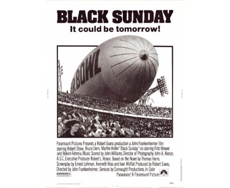 Vintage poster from the 1977 movie: Black Sunday starring Robert Shaw and Bruce Dean. Issued: 1977Dimensions: 30"L x 40"HCond