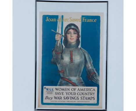 Beautiful impression of an original WWI American chromolithograph poster entitled Joan of Arc Saved France by painter and ill