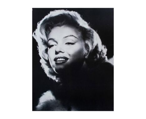 Large cardboard poster featuring a gorgeous black and white portrait of American icon and actress Marilyn Monroe. Unmarked. D