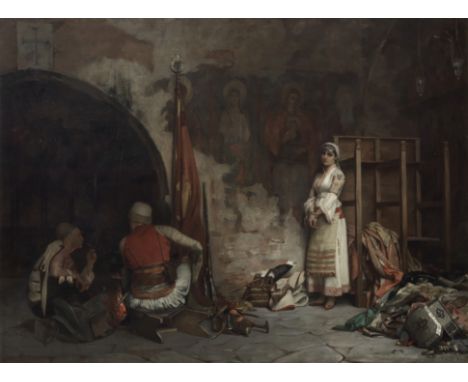 Théodore Jacques Ralli (Greek, 1852-1909)La Captive signé et daté 'Ralli 85' (en bas à droite)huile sur toile60 x 81.5cm (23 