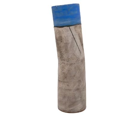 Robin Welch cylindrical studio pottery vase with RW stamped to base.&nbsp;Height 33.5cm. 