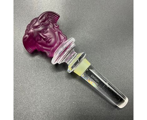 Rosenthal Versace Medusa head glass bottle stopper, coloured glass stopper inscribed to the stem, in original box, H12.5cm.
