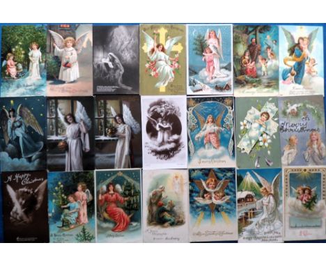 Postcards, Greetings, a greeting collection of approx. 80 cards featuring angels, with good chromos. Also cupids with basket 