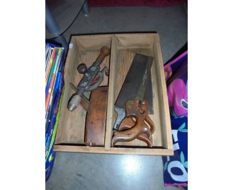 Two trays of vintage tools.