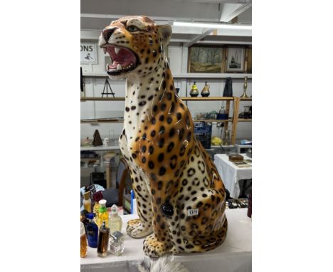 A large ceramic leopard big cat. (Restoration to 1 foot) Height 82cm