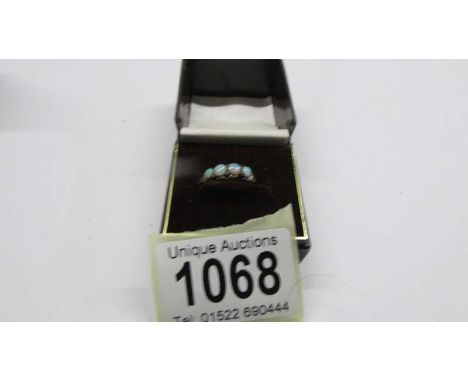 An antique ring opal set with 9ct gold chased shank, size N, 1.49 grams