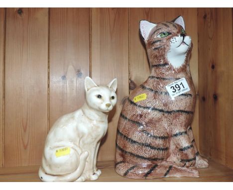 2x Ceramic Cat Ornaments 