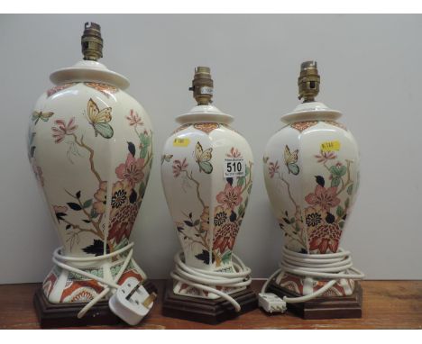 3x Matching Ceramic Lamp Bases 