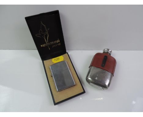 Hip Flask and Marxman Lighter 
