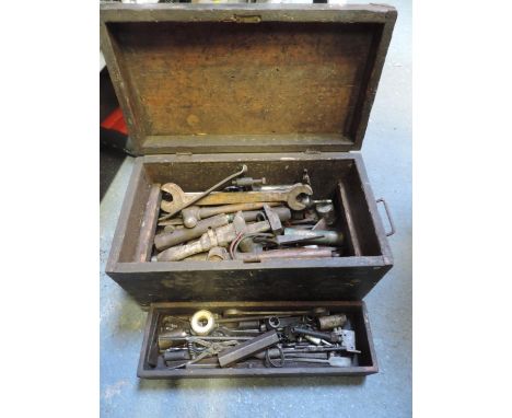 Pine Trunk and Contents - Vintage Tools 