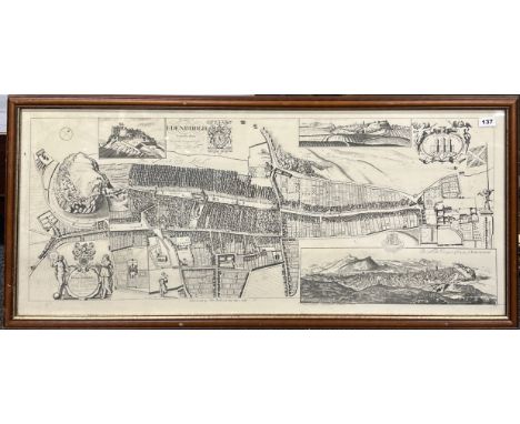 A large framed print of a map of Edinburgh 'Edenburgh', frame size 117 x 54cm.