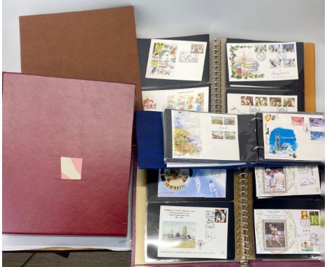 Five albums of signed first day cover stamps including Titanic and a large quantity of sports related covers.