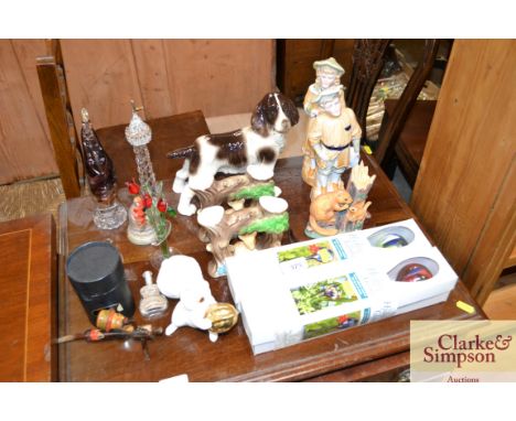 Two as new Hydro Globes; decorative glass; novelty pipe etc.