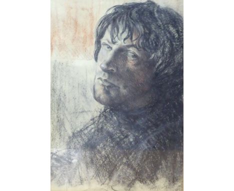 TOM DEARDEN (b. 1942) MIXED MEDIA DRAWING A self portrait Signed and dated 1970 lower right 10 1/2" x 7 1/4" (26.5 x 18.5cm)