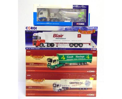 FOUR CORGI CLASSICS DIECAST MODEL COMMERCIAL VEHICLES  comprising a No.CC14118, DAF XF Fridge Trailer 'Blair International'; 