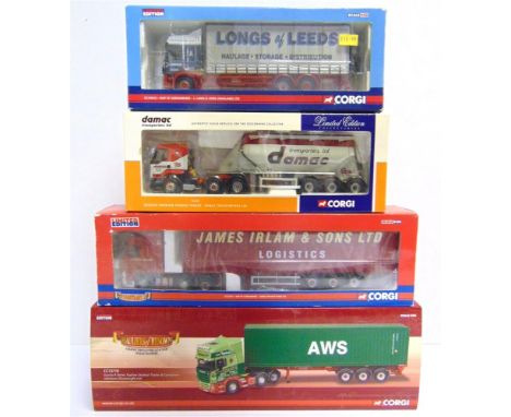 FOUR CORGI CLASSICS DIECAST MODEL COMMERCIAL VEHICLES  comprising a No.CC13718, Scania R Series Topline Skeletal Trailer &amp